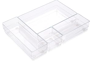 ALPOONS® - Drawer organiser (4 transparent) with non-slip pads for an extra stable hold. Organiser drawer for a clear overview. Organiser make-up ensures order in the chaos.