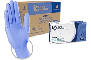 Safe Health Guanti Monouso da esame in Nitrile Azzurro Taglia M | 1000 pezzi | Senza polvere Senza lattice | Ipoallergenici Per alimenti Usa e getta Medico CE EN374 EN455 | 3,5 Mil