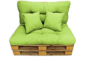 Acomoda Textil - Cojines Sofá Palets. Conjunto 4 Piezas para Palet, Asiento 120x80 cm + Respaldo + 2 Cojines. Cómodo y Elegante para Interior y Exterior. NO Incluye PALETS. (Pistacho)