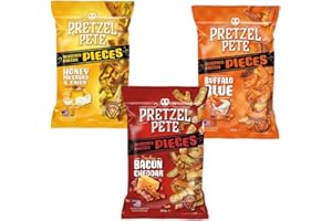 VIMIX Pretzel Pete Smokey Bacon Cheddar, Buffalo Blue & Honey Mustard & Onion Broken Pretzel Pieces 3 x 160g - 03 Mixed Flavours