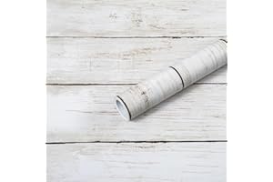 Hode Carta Adesiva per Mobili Legno Bianco, Carta da Parati Autoadesiva per Mobili 45X300cm, Carta Vinile Pellicola Adesiva per Mobili Cucina Decorativa Impermeabile