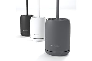 SAVEGA – Scopino WC in silicone grigio – Portascopino bagno a parete senza trapano – Spazzola water igienica flessibile – Set moderno (Grigio)