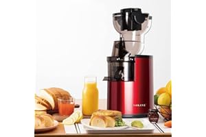‎SOKANY SOKANY SK-25 300W Slow Juicer, Breiter Mund 80mm Fütterungsschacht, Ruhiger Motor, Mastizierende Entsafter mit Saftkrug, Fruchtfleischbehälter, Für Ganze Obst und Gemüse, Rot