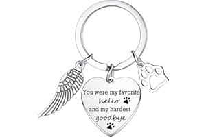 Hgreiwgk Pet Dog Keychain Pet Memorial Keyring Sympathy Gifts for Loss of Pet Remembrance Gifts for Family Friends You Were My Favorite Hello