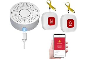 Wifi Caregiver Pager, Call Button, Wireless Alert System, Personal Panic Alarm, Emergency Button For Elderly Patient Seniors Disabled, 2 Sos & 1 Receiver
