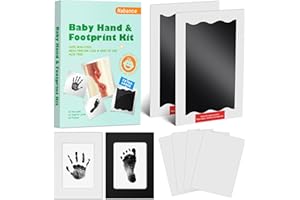 Nabance Baby Hand and Footprint kit, 2 Large Size Inkless Ink Pads with White & Black Photo Frames, 4 Imprint Cards,Stamp Print Ink Pads,Safe Non-Toxic for Baby Handprint 0-12 months,Family Keepsake