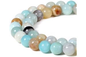 LIFAVOVY 6mm Round Amazonite Stone Beads for Jewelry Making Natural Gemstone Semi Precious Strand 15 Inch(60-65pcs/Strand)