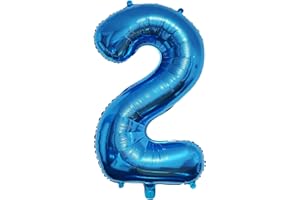 DAZAKA Palloncini Compleanno 2 Anni Blu - 101 CM Giganti Palloncini Numeri 2 Azzurri - Decorazioni Festa Compleanno - Gonfiabili Elio o Aria