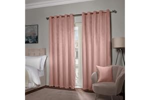 Emma Barclay Ambiance Thermal Blackout Eyelet Curtains – 3D Embossed Curtains With Reflective Reverse Weave in Blush Pink - Width 66 x Drop 90" (168 x 228cm)