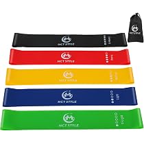 Lot De 5 Bandes De Résistance Fitness Powerband - Latex 100%, Avec Ancre De Porte Et Sac