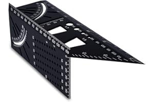 AWEOHTLE 3D Gehrungswinkel Mitre Aluminiumlegierung Winkel Zollstock Holzbearbeitung Quadratisch Größe Maßnahme Zollstock 90 Grad Winkelmaß Werkzeug für Abmessen Holz Rohre