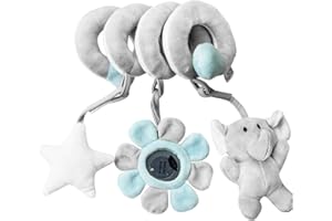 BYNYXI Jouet en spirale siège bébé, spirale en peluche avec pendentif animal Activité spirale bébé poussette en spirale jouet pour accrocher poussette siège bébé pour bébés tout-petits à partir de 0 mois