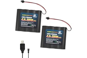 melasta Batteria 4,8V 2200mAh Ni-MH Batteria Ricaricabili con Connettore SM-2P e Cavo di Ricarica, 4.8V Batteria per RC Truck, Camion RC, Stunt Car, Escavatore, 2PCS 2200mAh Batteria