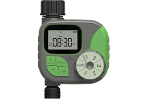 domyno Temporizador de riego para jardín, centralita, programador temporizador aspersor, función lluvia, modo manual (1 vía (1 salida))