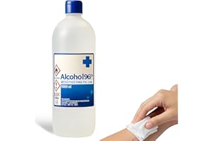 BABYZOCO Alcohol 96º, Etanol 96, Alcohol etílico desinfectante manos antiséptico, Ethyl alcohol ethanol, Alcohol sanitario para heridas, Alcohol farmacia, Tapón seguridad, Concentración 96º, Contiene 1000 ml