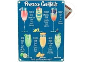 Sycle Circle Colorfast - Targa in metallo vintage, 20 x 30 cm, decorazione artistica da parete per bar, ristorante, pub, serie birra (Prosecco Coctails)