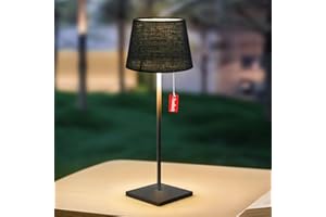GGOO GGII lampada da tavolo senza fili, 3 livelli LED dimmerabili lampada da tavolo per esterni ricaricabile, IP44 lampada da esterno senza fili per camere da letto, sala da pranzo, nero