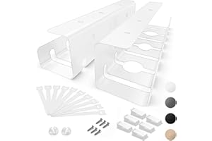 Oududianzi 2 Stück Kabelkanal Schreibtisch, Kabelführung Schreibtisch, Kabelmanagement Schreibtisch Komplettset, Kabelhalter Kabelwanne Tisch, Cable Management Under Desk - 43x10x10cm, Weiß