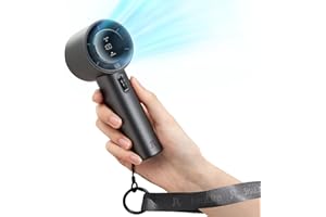 JISULIFE Tragbarer Handventilator,Einstellbare Geschwindigkeit(1-100),Turbo-Mini-Ventilator,Wiederaufladbarer 5000mAh Akku,Metallgehäuse,Digitales Display,Für Frauen Männer Reisen/Camping/Outdoor-Grau