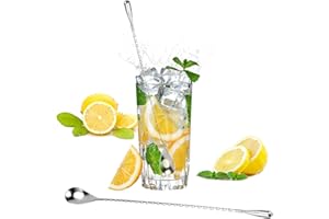 Candeon Longue Cuillère à Cocktail En Acier Inoxydable, 31cm Cuillère De Bar Cuillère à Mélanger Agitateurs à Cocktail, Longue Poignée Torsadée Pour Barman Mélanger Et Superposer Des Boissons