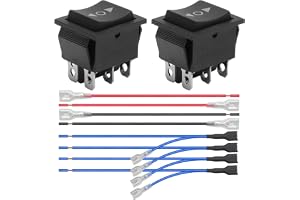 2 delar, 12 V, 16 A, DPDT-vippbrytare (ON)-OFF-(ON) – 6-stifts växelbrytare med kabel för polaritetsinversion – 3-positionsvippbrytare för DC-motorstyrning