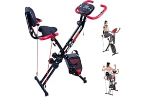 EVOLAND Exercise Bike, Foldable Fitness Bike with LCD Display and 8-Level Adjustable Resistance, 265LBS Max Load for Home Trainer Use
