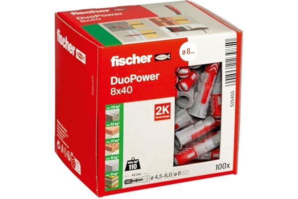 fischer - Cheville bi-matière et multi-matériaux DUOPOWER 8x40 / Boîte de 100
