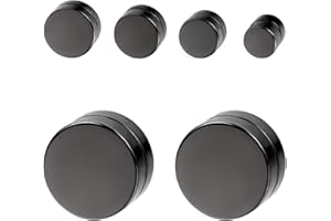 Aroncent 8pcs Black Circle Magnetic Earrings - Clip On, Non Piercing Stud Earrings for Men & Women