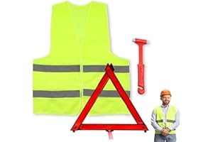 Scettar Triangle et Gilet Jaune pour Voiture,Kit Voiture,Triangle de Signalisation Voiture,Triangle Voiture,Foldable Space-Saving Warning Triangles