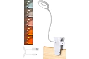 National Lighting Lampe LED à clipser à intensité variable – 4,5 W – Lampe LED à contrôle tactile avec col flexible et pince solide – 5 couleurs et niveaux de luminosité – Lampe de bureau rechargeable
