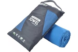 Rainleaf Microfiber Towel Perfect Travel & Sports &Beach Towel. Fast Drying - Super Absorbent - Ultra Compact. Suitable for Camping, Backpacking,Gym, Beach, Swimming,Yoga,Blue,12 X 24 Inches
