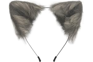 PPFINE Copricapo fatto a mano con orecchie di gatto, lupo, volpe, accessori per costume di Halloween, Natale, cosplay