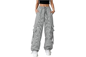 HUYTBYG Cargo fallskärmsbyxor kvinnor Y2K cargobyxor kvinnor hög midja promenadbyxor säckiga streetwear byxor vida ben hip ho