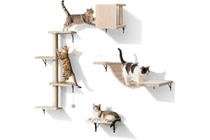 Eukue Kletterwand Katzen, Kletterwand Set 10 -teiliges für Katze, Groß Katzen Wandelemente mit Kratzbaum, Katzenhaus, Katzenbrücke, Sisal Kratzsäulen für den Innenbereich bis 10 kg