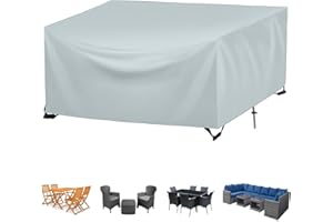 FYHDSH Garden Furniture Cover Waterproof, 140x140x60cm, Patio Set Cover, Garden Table Cover, Rectangular Garden Table Covers, Waterproof, Windproof, Anti-UV Outdoor Table Cover (Grey)