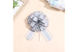 Chexin 6 lazos grandes de regalo con cinta de regalo, lazo de dibujo de 18 cm de diámetro, lazo de regalo para manualidades y embalaje, lazos decorativos para bodas, cumpleaños y Navidad (gris)