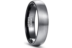 NUNCAD Anello di Coppia in Tungsteno Uomo Donna,Grigio 6mm con Senza Motivo,4mm con Ossido di Zirconio Confezione da 1 Anello Taglia (15-32)