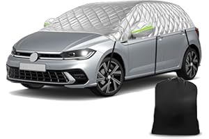 TIVEKEO Halbe Autoabdeckung Ersatz für VW Polo MK5 MK6 Hatchback 2009-2023, Passgenaue Softtop-Dachschutz-Autoabdeckung Wasserdicht, Verdickte Halbe Garage, Anti-Hagel und Anti-Schnee