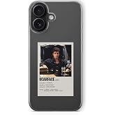 iPhone 16 ile Uyumlu Scarface Poster Tasarım Baskılı Şeffaf Kılıf