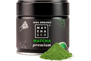 MATCHA & CO 100% Organic Premium Matcha Tea 30g [Premium Ceremonial Grade]. Organic Green Tea Powder from Japan. Matcha Tea Ceremonial Grade Organic. 100% Natural Matcha Premium Green Tea (30)