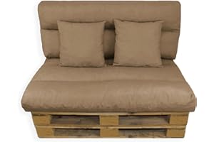 Acomoda Textil - Cojines Sofá Palets 120x80 cm. Conjunto 4 Piezas Desenfundable, Lavable y Mullido de Tela para Interior y Exterior, NO Incluye PALETS. (Arena)
