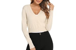 YUKIUINY Boléro Femme Tricot Gilet Court Veste Cardigan Bouton Manches Longues/Courte pour Robe T Shirt Bretelle Soirée Fête Décontracté Chic Elégante