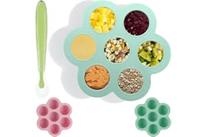 Bac a Glacons avec Couvercle Bebe ACTOYS 2 Pièces Petit Pot Conservation Bébé, Silicone Pot Conservation Bebe, Pot Conservation Bébé Sans BPA Congeler Les Purées De Bébé, 7 x 60ml (Vert-Rose)