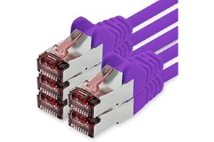 1CONN Cat6 Network Cable 5 x 0.25 m Violet Ethernet Cable LAN Cable Cat6 LAN Network Cable Sftp Pimf Patch Cable 1000 Mbit s