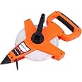 Amazon Basics Open Reel Fiberglass Tape Measure, 100 ft, 30 m Scale, Impact Resistant Shell, Orange