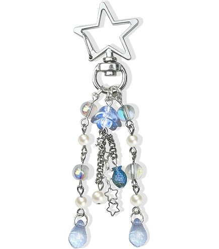 Portachiavi Y2K A Forma Di Stella E Medusa – Fatto A Mano Con Perle Di Vetro E Ciondoli Metallo, Multicolore, Accessorio Trendy Per Borse E Zaini