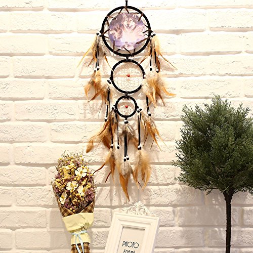 Soledi Indian Dreamcatcher Traumfänger gute Träume Geschenk und Dekoration für Haus Wolf / Eagle (Wolf) - 7