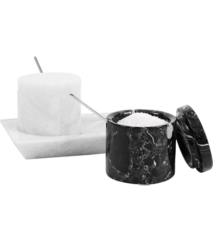 Flexzion Lot De 2 Salières En Marbre Avec Couvercle, Récipient