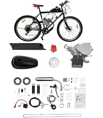 Moteur 80cc 2 Temps Pour Vélo - Kit Conversion Essence, Vitesse 38km/h, Pour VTT/Vélo Route