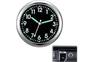 BEEJOY Car Clock for Dashboard, Stick on Luminous Small Round Quartz Clock Easy to Read Time Onboard Air Vent Dash Mini Digital Clocks Watch for Car Decoration Automotive Boat Bike Home(Black)